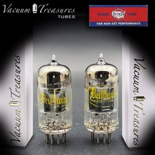 12AU7A ECC82 HYTRON Black Plates Halo Getter 💎AMPLITREX Matched Pair Tubes USA