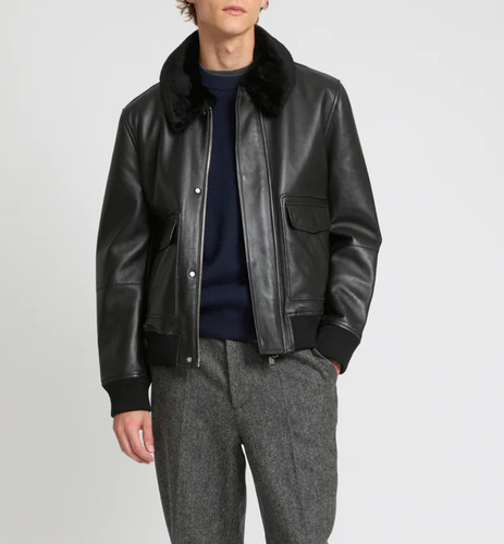 Giubbotto bomber pelle nero - giubbotto,