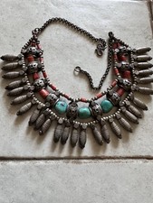 Antique ethnic silver necklace - silver,