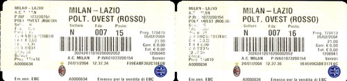 Biglietto stadio milan lazio - milan,