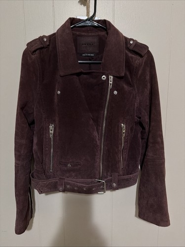 Giacca moto pelle scamosciata - pelle,