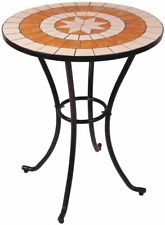 TAVOLO DA GIARDINO ROTONDO IN FERRO BATTUTO CON MOSAICO D.60 (24170)