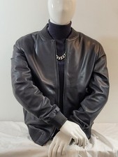 Barya New York Giacca di Pelle di Lam Lusso Grande Blu Navy 