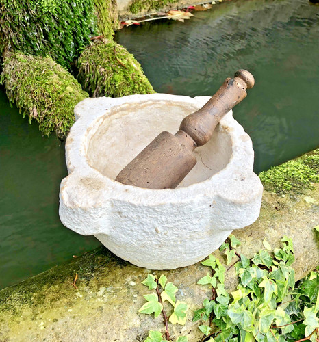 Ancien gros mortier pilon - mortier,