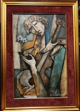 BRUNO LANDI (1941) - FIGURA DI DONNA - Olio su cartone telato 37 x 57