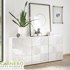 Madia 3 ante bianco mobile credenza base ripiani lucido soggiorno PARADISE