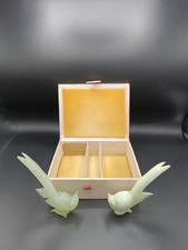 Coppia di Statue Uccelli Giada Orientali Made In Japan Vintage