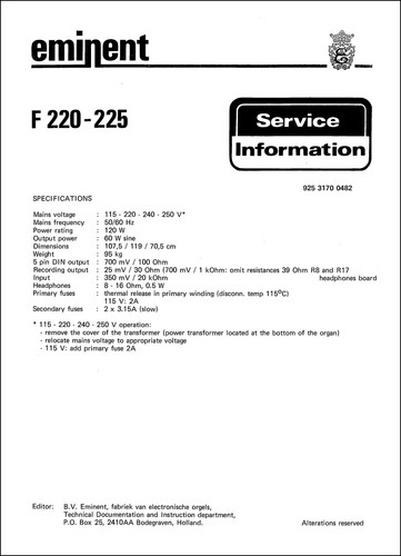 Eminent 220 225 service - eminent, f-225