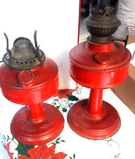 RARA ANTICA COPPIA DI LUMI LUME A PETROLIO AQUILAS F.LLI SANTINI FERRARA VINTAGE