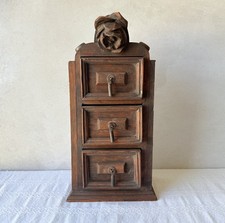 Cassetta farmacia messicana rustica - vintage legno intagliato a mano porta spezie arte popolare