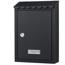 Cassetta Postale Parete in Acciaio Porta Lettere Posta Esterno con Chiave Nero