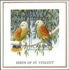 St Vincent 1996 pappagalli amazzoni uccellini natura fauna selvatica m/s MNH