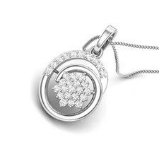 0.58ct Naturale Diamante Rotondo 14k Oro Bianco Massiccio Matrimonio Ciondolo