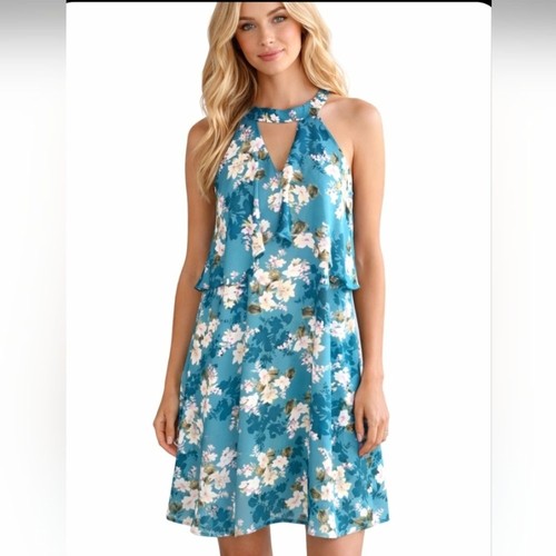 Mini abito blu floreale peach - abito,