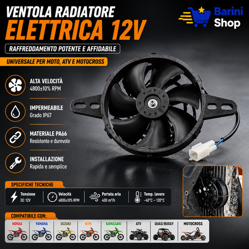 Ventola radiatore moto 12v - ventola,