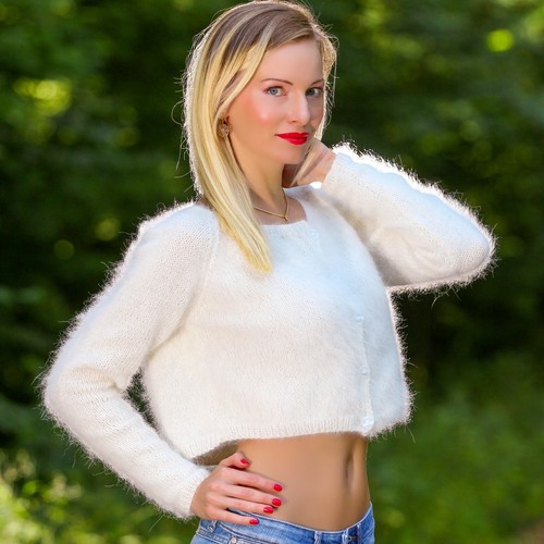 Cardigan bolero visone bianco