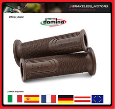 COPPIA MANOPOLE MOTO DOMINO STYLE APERTA MARRONE RETRO' VINTAGE UNIVERSALE