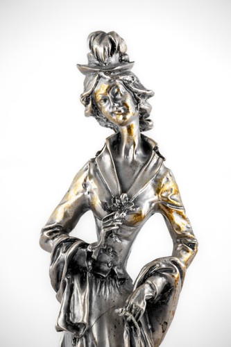 Scultura donna con cane - , in