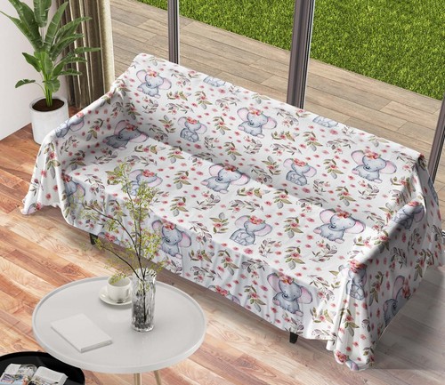 Copridivano fiori i743 alto - copridivano, 3d