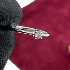 Solitario anello donna oro bianco nuovo 18kt carati diamante 0,09Ct G VS1 Luxury