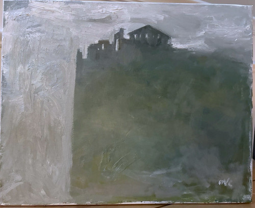 Dipinto olio rovine greche - olio,