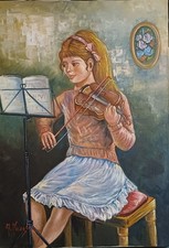 Dipinto Olio Su Tela Firmato A. Miraglia Con Autentica Sul Retro