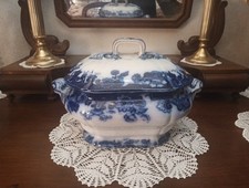 Antica  Rara Zuppiera  Flow Blue Ceramica Richard Vintage 