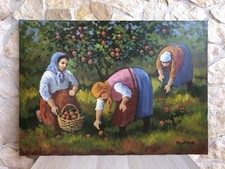 Quadro -Raccolta Della Frutta- dipinto a olio su tela