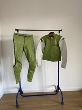 Tuta vintage Dainese Kawasaki Racing in pelle (2 pezzi) - taglia 48 anni 80