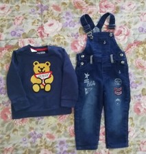 Felpa Guess Orsetto Teddy Maglia Cotone 18 Mesi +2 Salopette E 1 Maglia Omaggio 