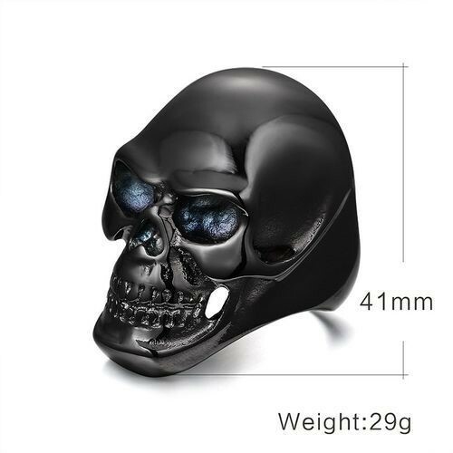 Anello teschio cranio nero - teschio,