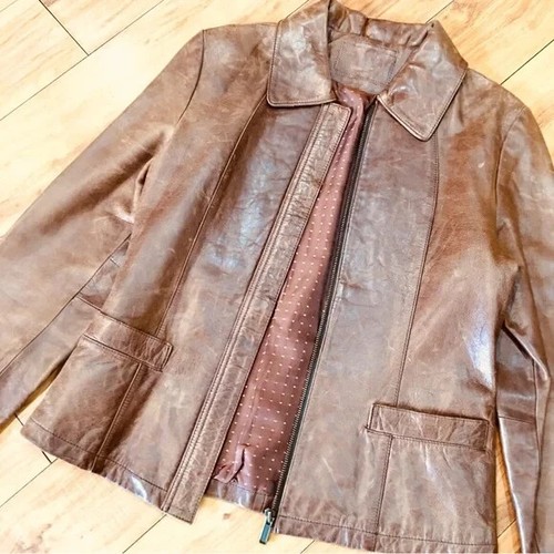 Giacca pelle cappotto moka - pelle,