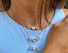 COLLANA DONNA PERSONALIZZABILE CON INIZIALI CUORE BEBÈ ZIRCONI IN ARGENTO 925