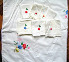 VECCHIA TOVAGLIETTA DA THE' CON SEI TOVAGLIOLI - DOTE CORREDO BAULE DELLA NONNA