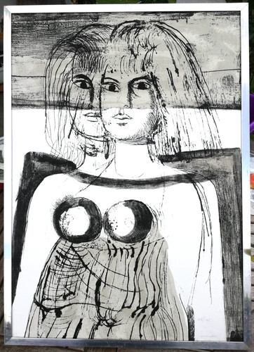 Litografia doppio ritratto di - litografia,