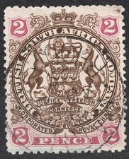 SG43a 1896 2d British South Africa Company Stemma 1896-1897, usato