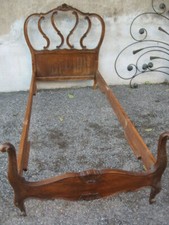 LETTO BAROCCHETTO NOCE 1 PIAZZA RICCHI INTAGLI - CON BARRE - PERFETTO STATO 1960