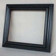 Cornice Antica NEOCLASSICA Massiccia NERA in LEGNO SCOLPITO Epoca 900 + Vetro