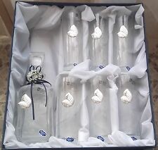 NUOVO! Cofanetto set di 6 bicchieri + bottiglia in cristallo e argento 925 