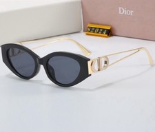 Occhiali da sole Dior CD oro e nero occhio di gatto - montatura nera lenti scure NUOVI IN SCATOLA