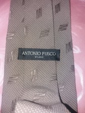 CRAVATTA UOMO NUOVA PURA SETA SILK SOIE TIE FANTASIA FIRMATE ''ANTONIO FUSCO'' 