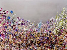 Un quadro acrilico astratto originale fiori selvatici su tela grande 81x61 cm ROVERE.