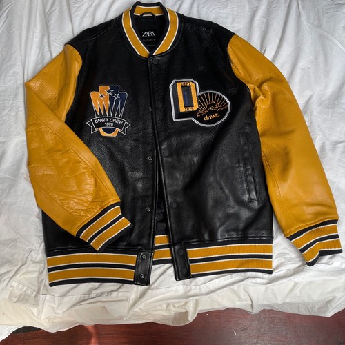 Men zara leather varsity - leather,