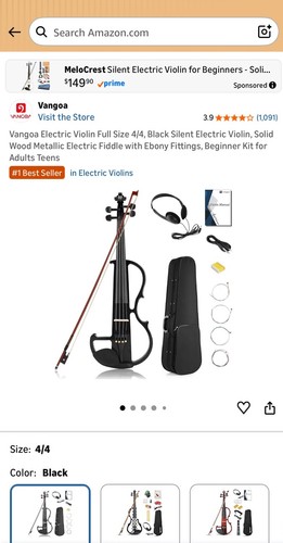 Vangoa violino elettrico 4 - violino, 4/4