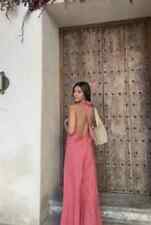 Zara Lino Vestito Con Frange -