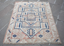 Antico tappeto turco 53'' x 64'' tappeto tinto tenue annodato a mano tappeto lana biologica