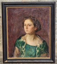 Cesare Ferro  (Torino  1880-1934). Ritratto di giovane donna 1925 , olio su tela