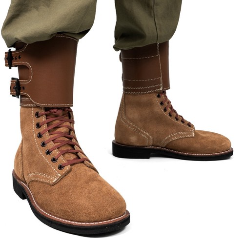 Army leather buckle boots - leather,