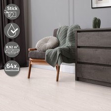 Pavimento in PVC 2 mm autoadesivo in vinile bianco 8,92m² piastrelle 64 listoni