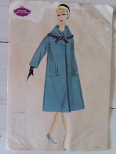 Figurino di moda anni 50-60 disengato e colorato a mano con cartamodello